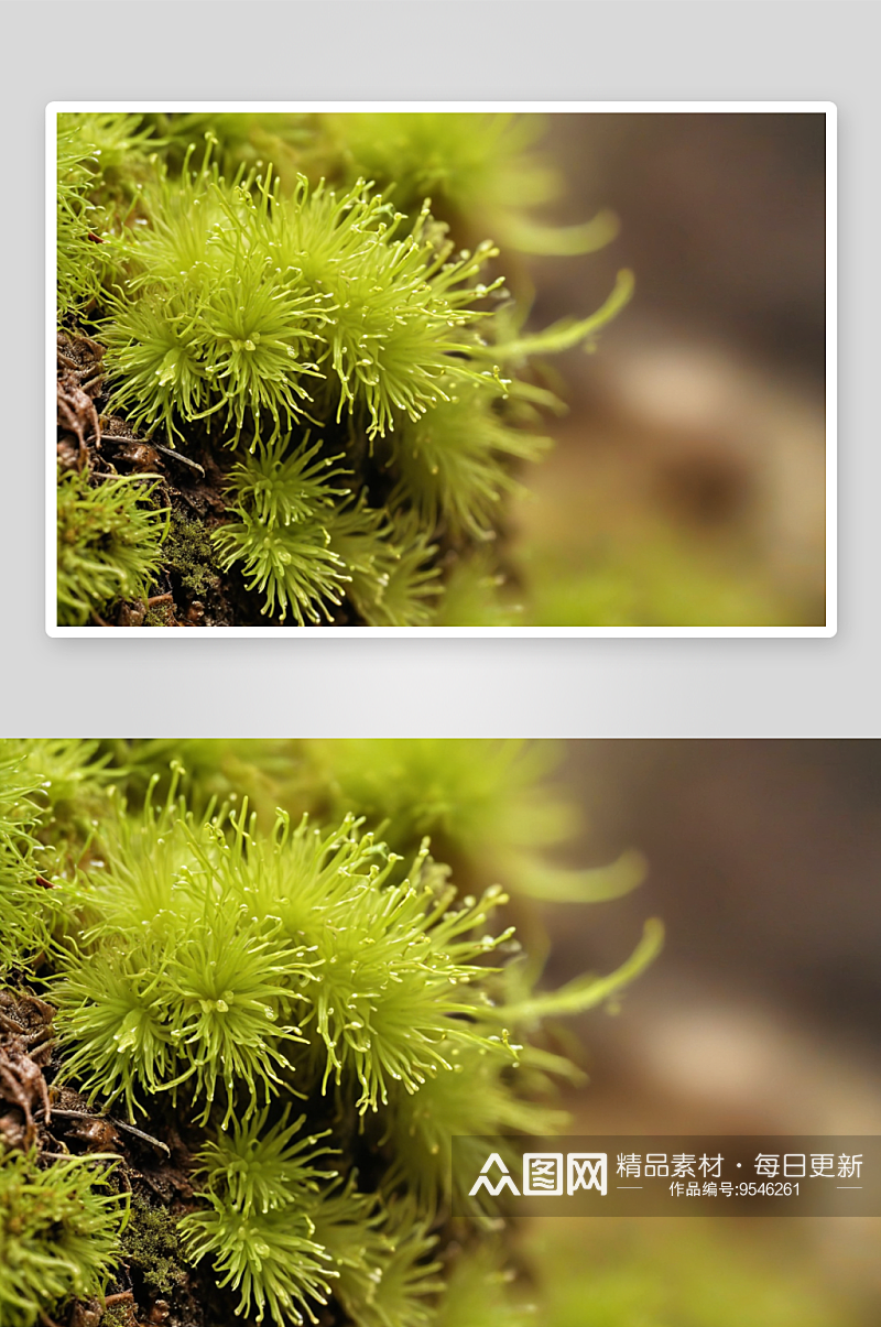微距苔藓植物绿色树干寄生春天生命图片素材