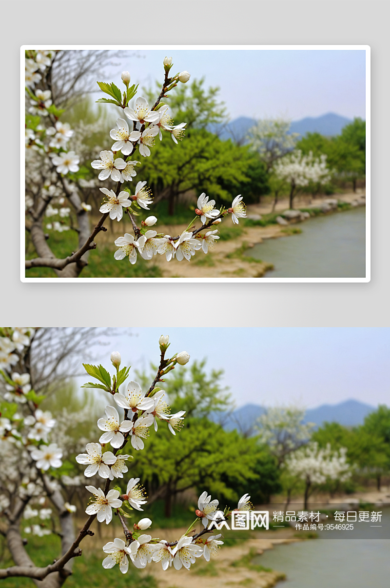 一株白色梅花春天盛开图片素材