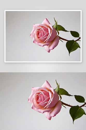一枝粉色蔷薇花图片