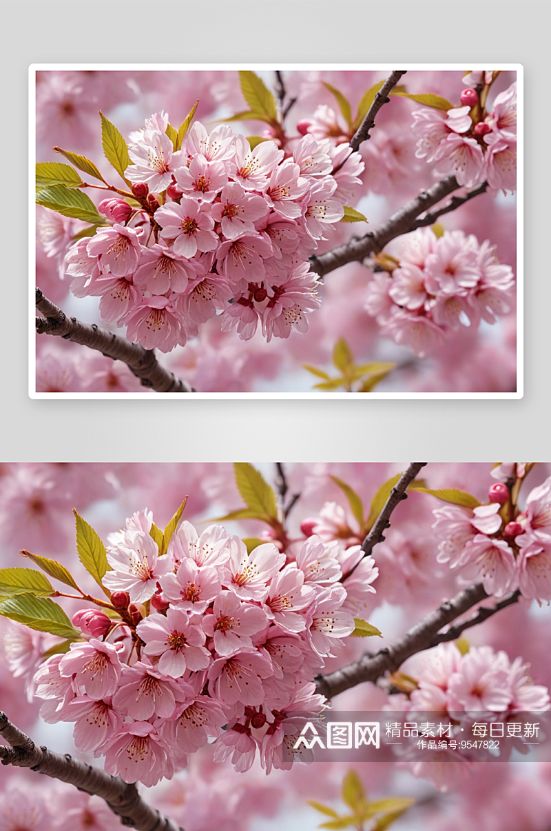 树枝粉红色樱花特写图片素材
