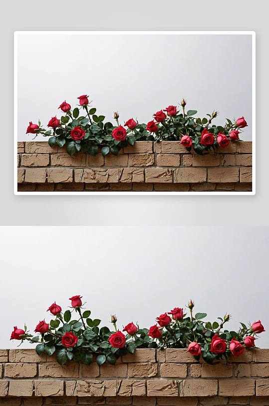 墙头一簇蔷薇花图片