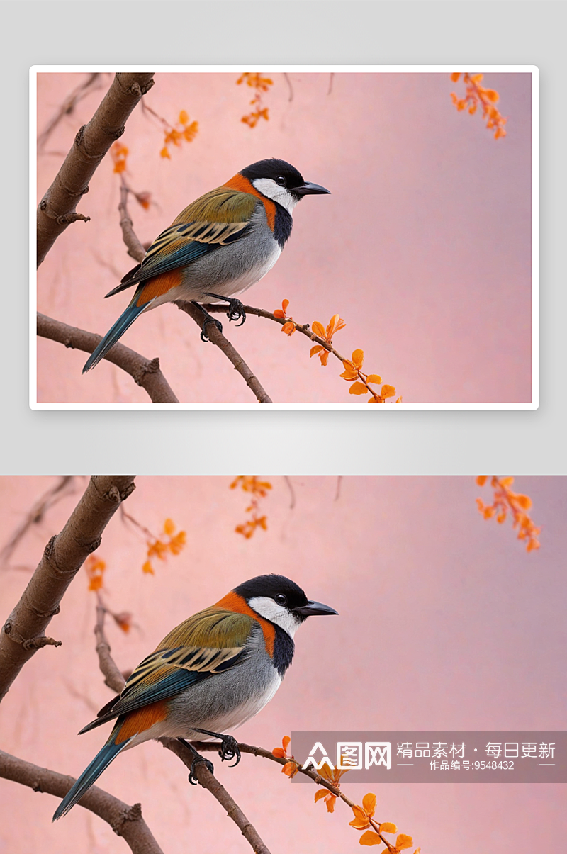 鸟栖息树特写镜头图片素材