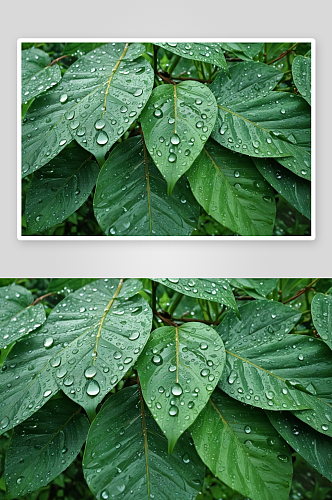 绿叶雨水露珠图片