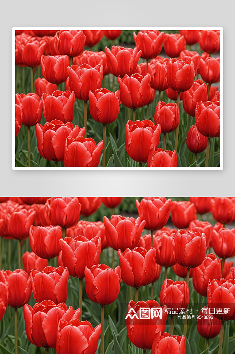 红色郁金香花丛图片素材