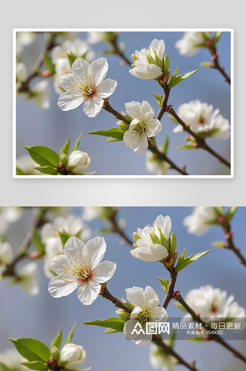 含苞待放观赏花卉白色碧桃花图片素材