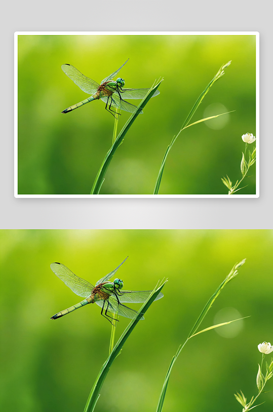 春天田园绿色壁纸蜻蜓飞翔图片