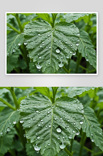 春天蔬菜叶子水珠水滴图片