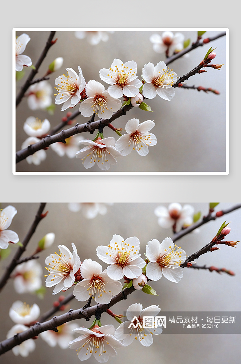 春天盛开白色美人梅花图片素材