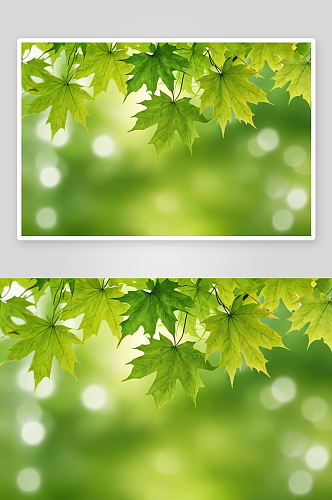春天绿色枫叶背景图图片