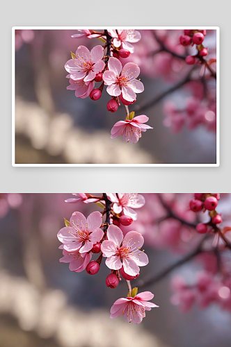 春天李子花特写背景粉色海棠花图片