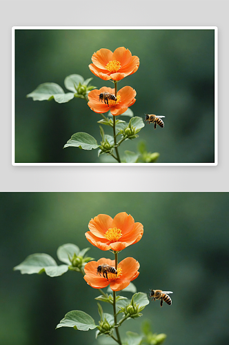 蜜蜂格桑花高清特写花卉图片