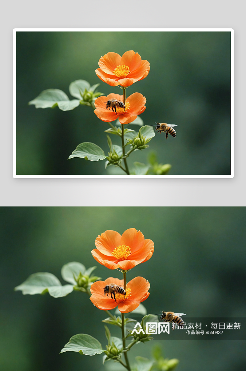 蜜蜂格桑花高清特写花卉图片素材