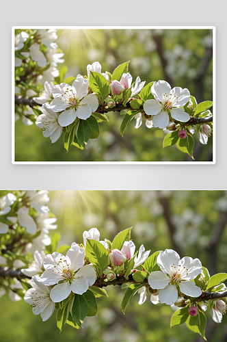 春天树棠花开花植物特写镜头图片