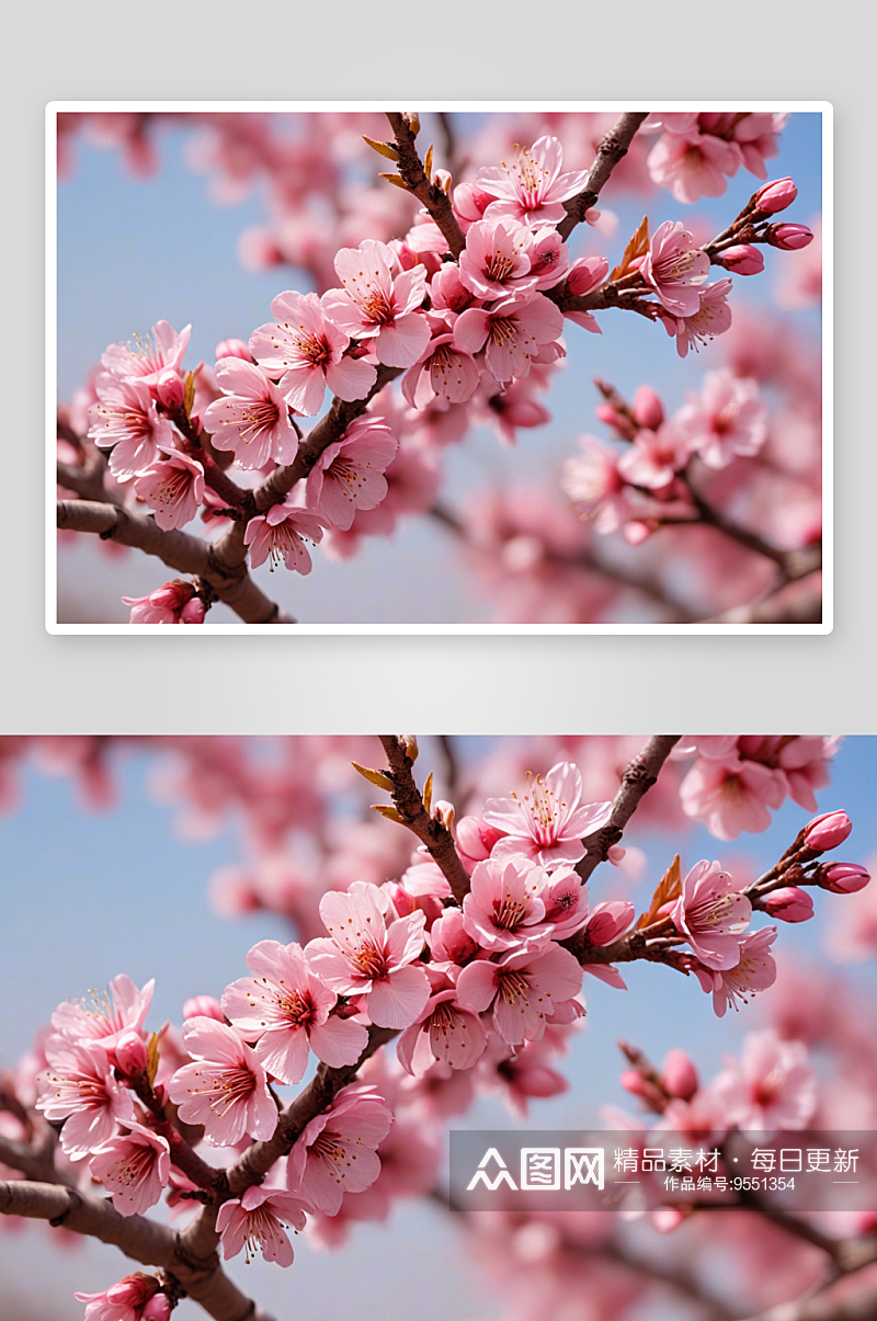 春天盛开粉红色桃花图片素材