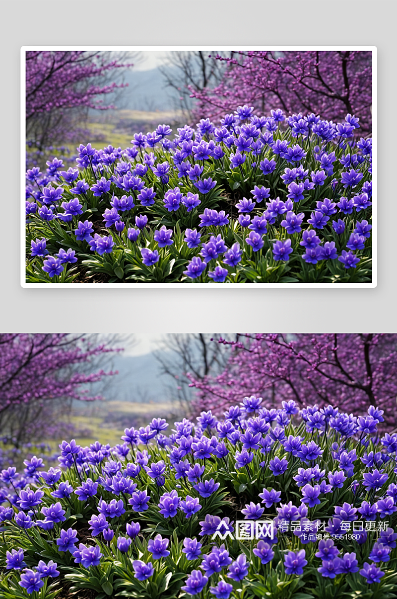 春天蓝紫花高清特写花卉图片素材