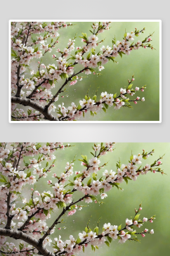 春天花开绿色樱花图片