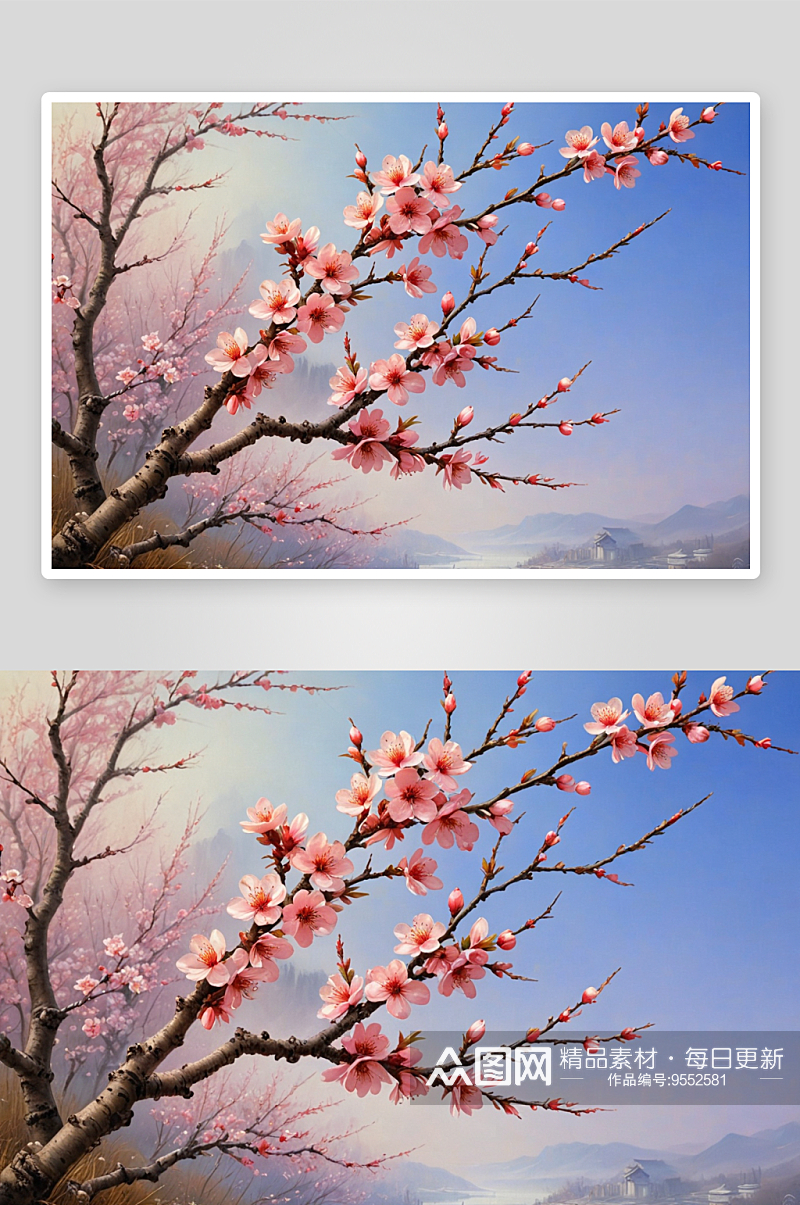 春暖桃花开高清特写花卉图片素材