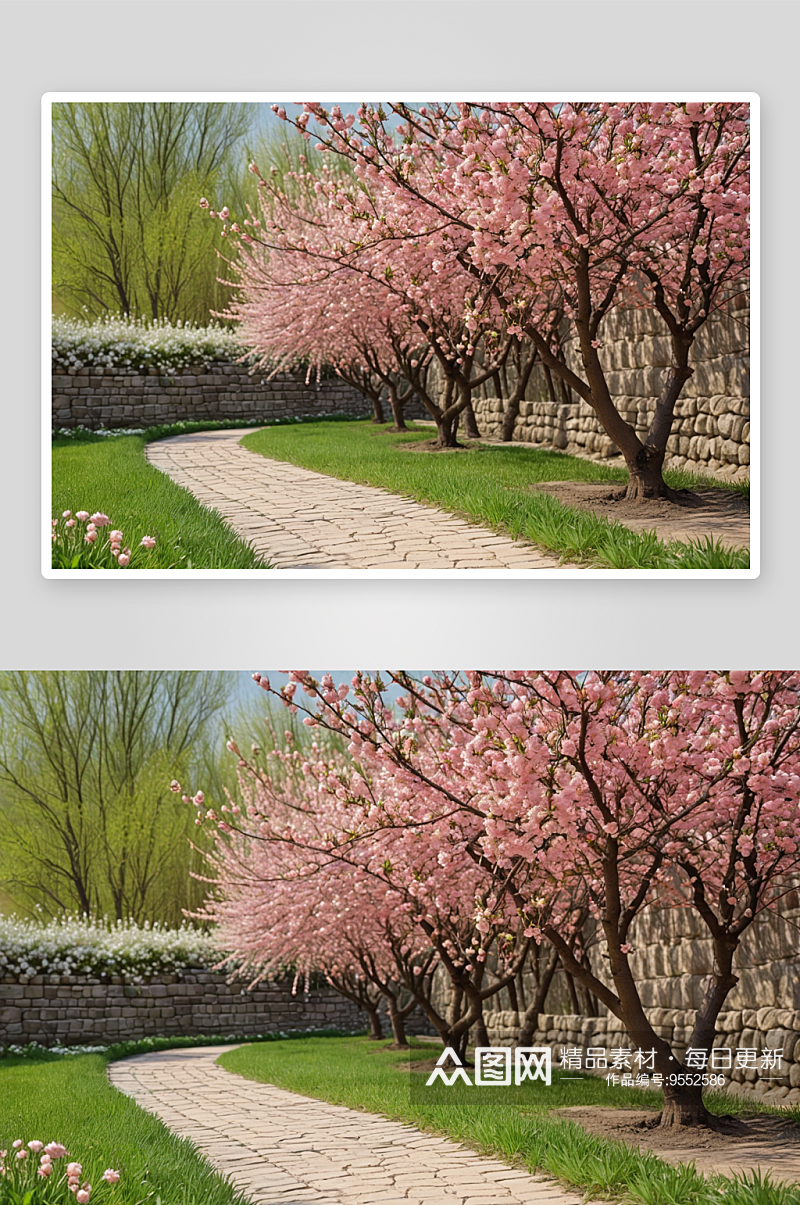 春暖花开桃花园图片素材