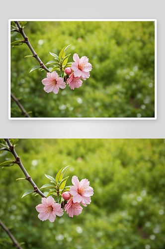 春季美丽乡村桃花园花卉特写图片