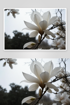 白色玉兰花高清特写花卉图片