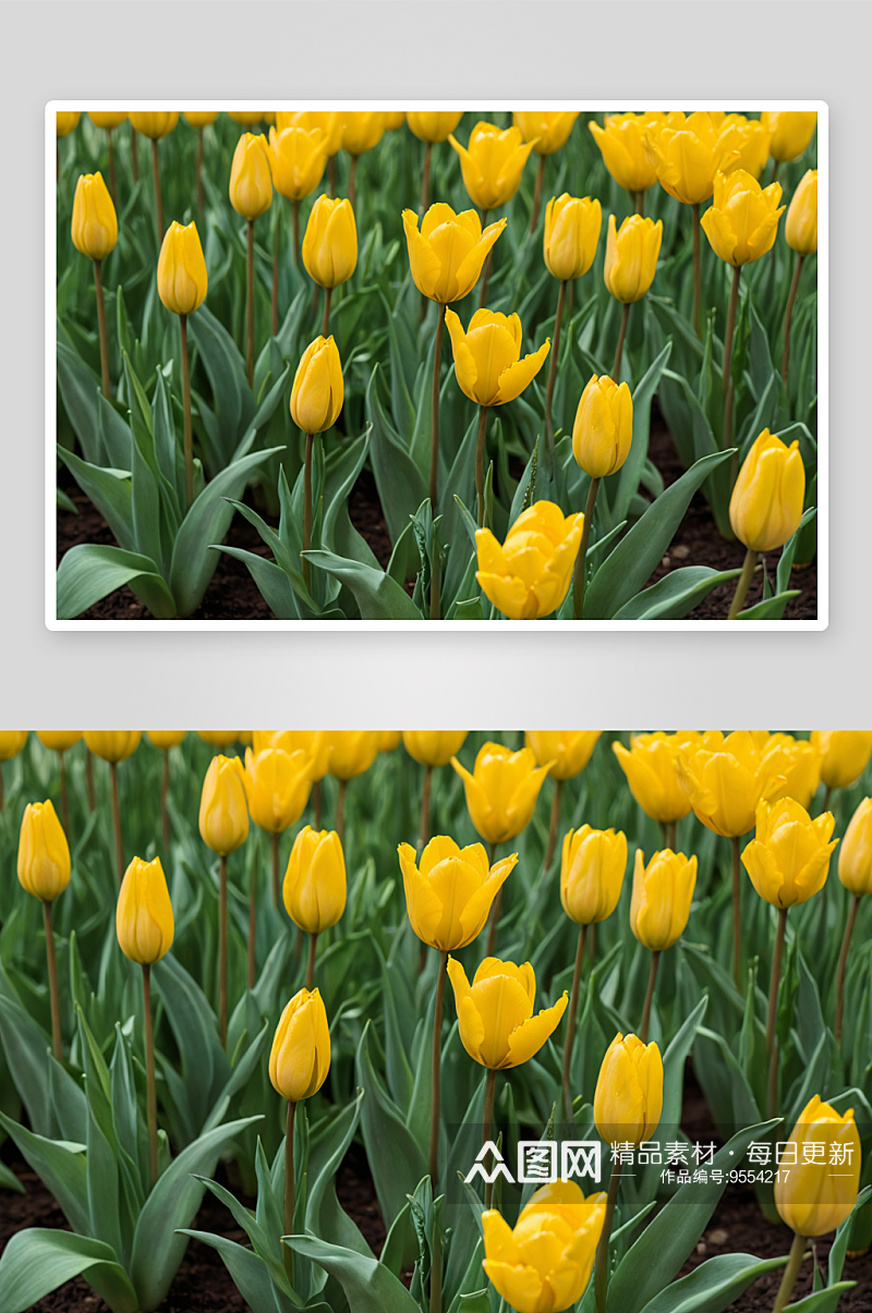 黄色郁金香花丛图片素材