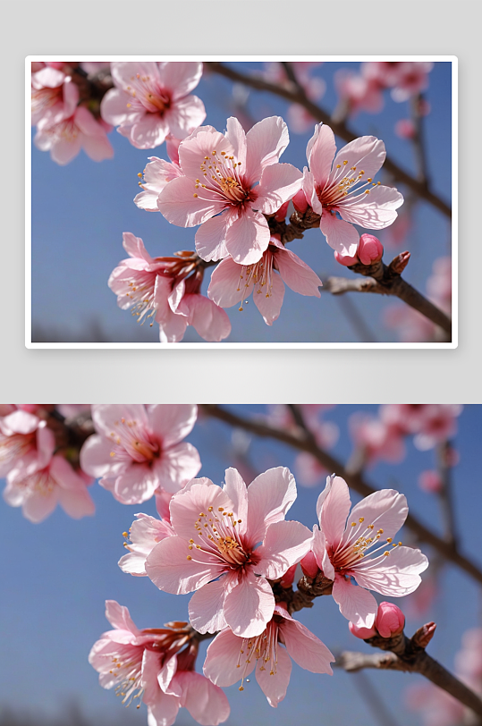 果园里梨花桃花图片