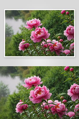粉色牡丹花高清特写花卉图片