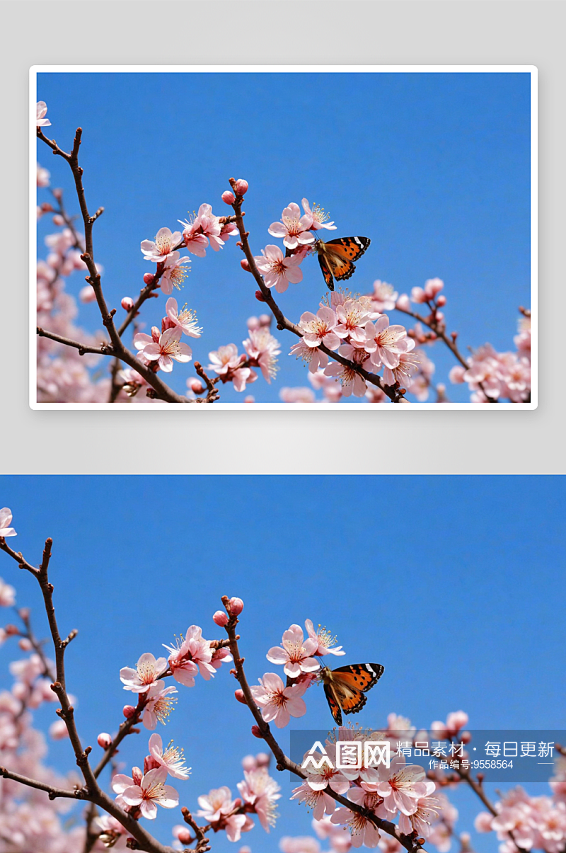 梅园春天蝴蝶正采蜜梅花图片素材