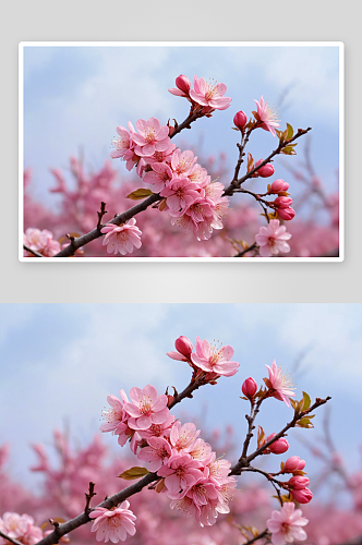 春天李子花特写背景粉色海棠花图片