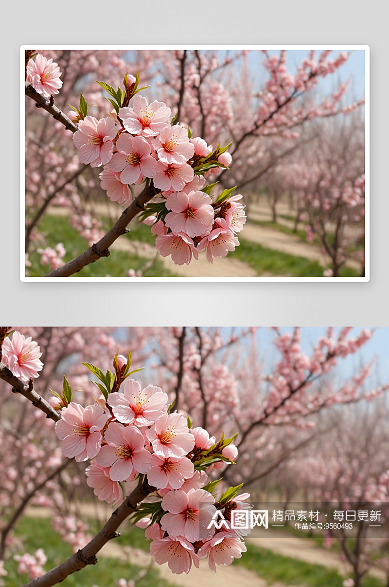 春暖花开桃花园图片素材