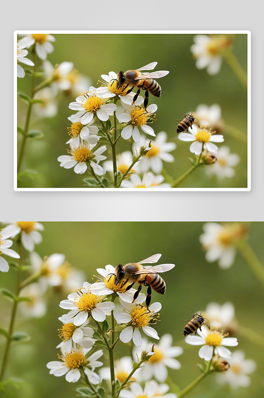 勤劳小蜜蜂高清特写花卉图片