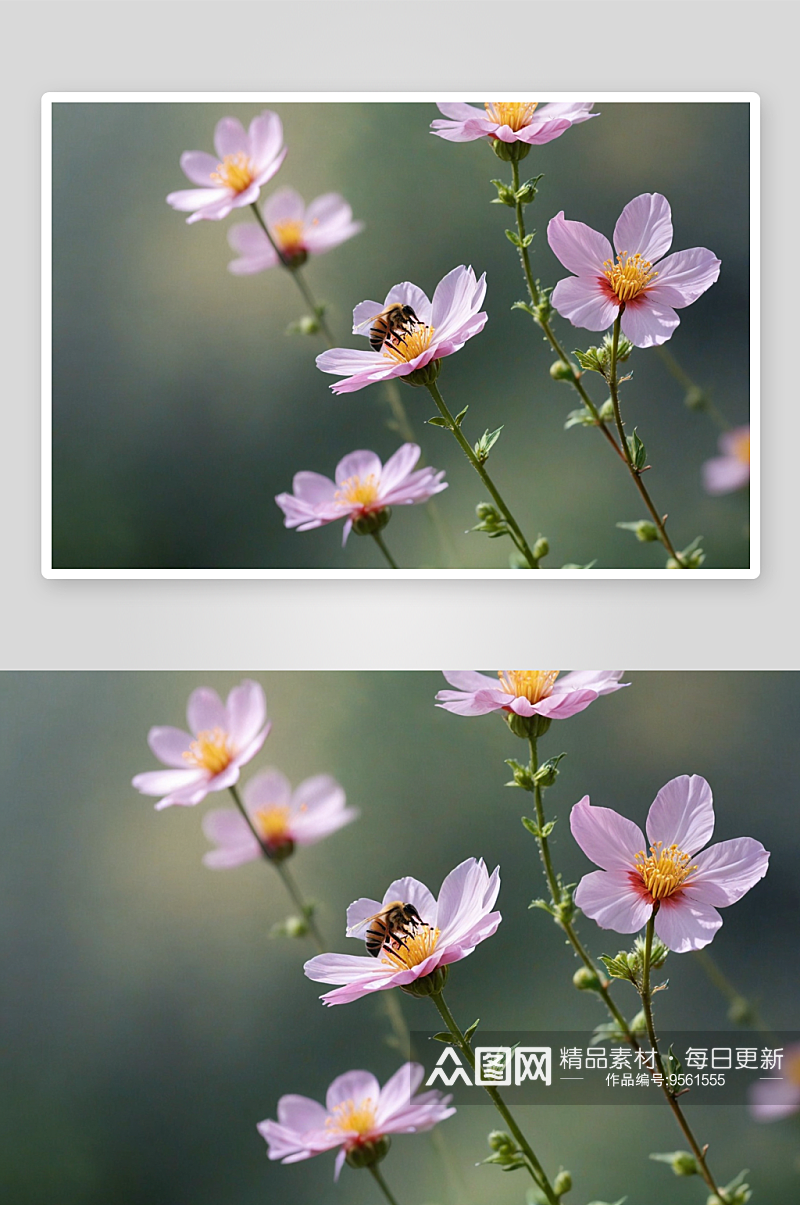 蜜蜂格桑花高清特写花卉图片素材