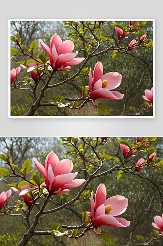 红色玉兰花高清特写花卉图片