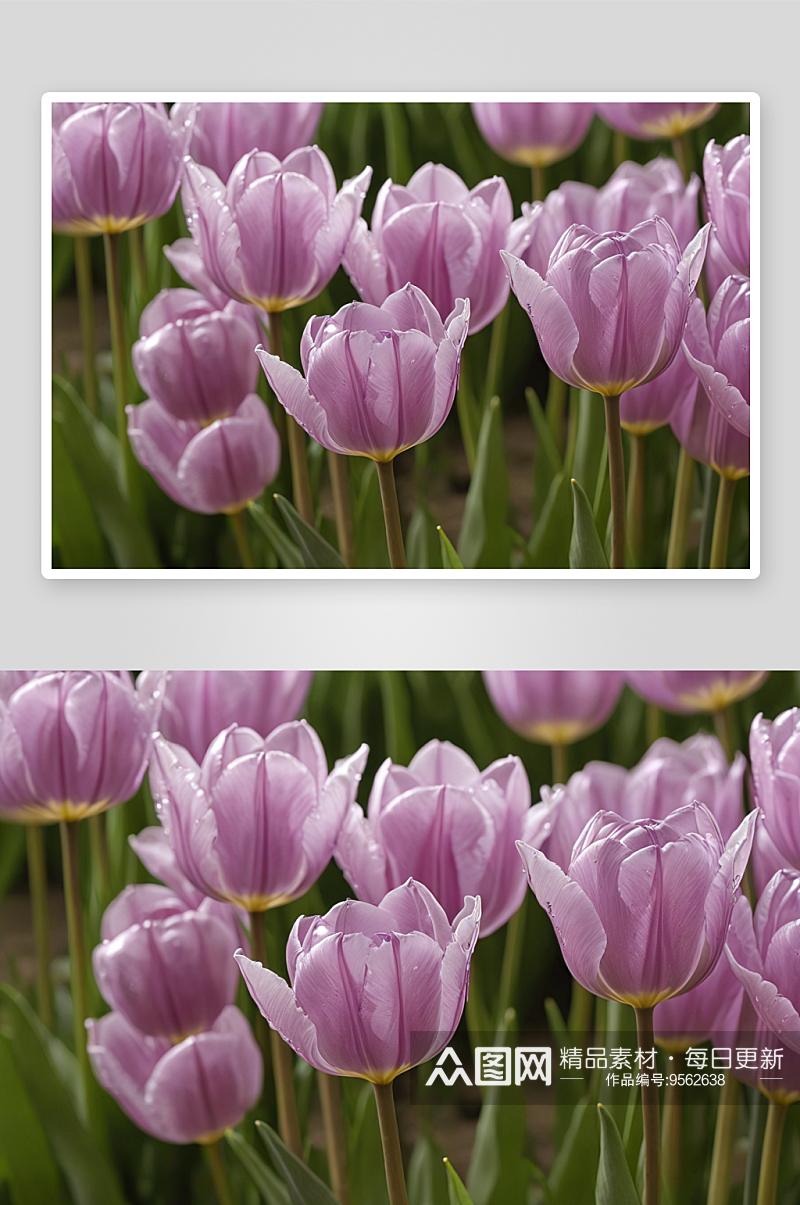 晶莹剔透浅紫色郁金香图片素材