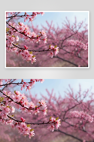 春天李子花特写背景粉色海棠花图片