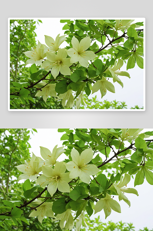 紫荆花叶子高清特写花卉图片