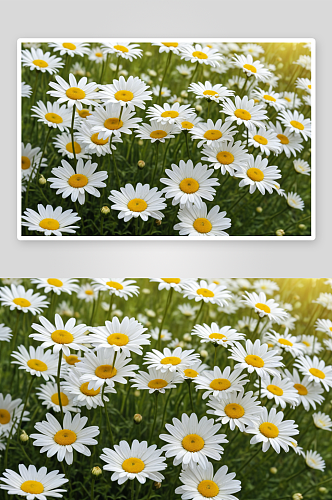 夏天盛开白色雏菊花图片