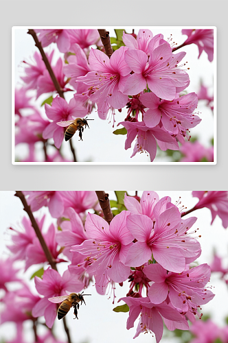 春天紫荆花开蜜蜂紫荆花里采蜜图片