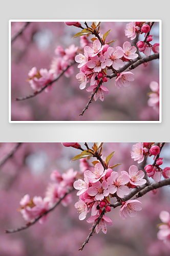 春天李子花特写背景粉色海棠花图片