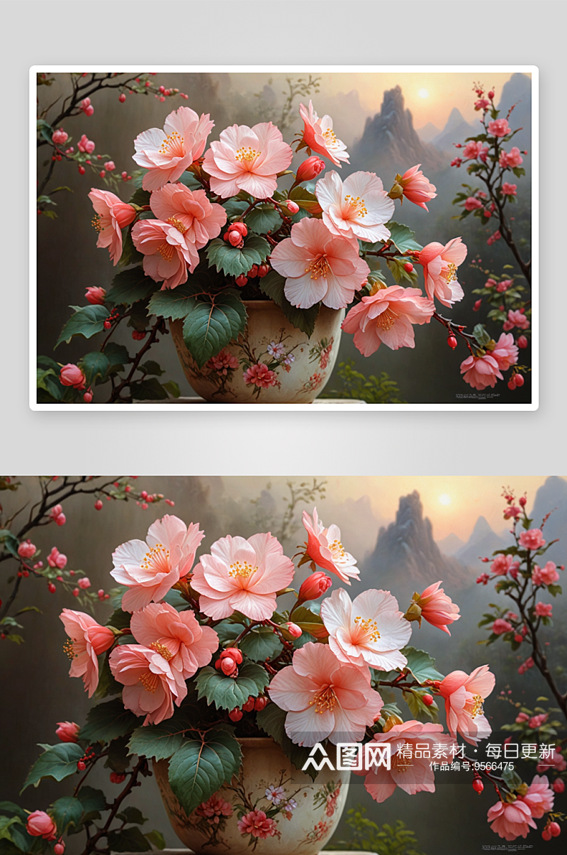 桃花梨花海棠花盛开时图片素材