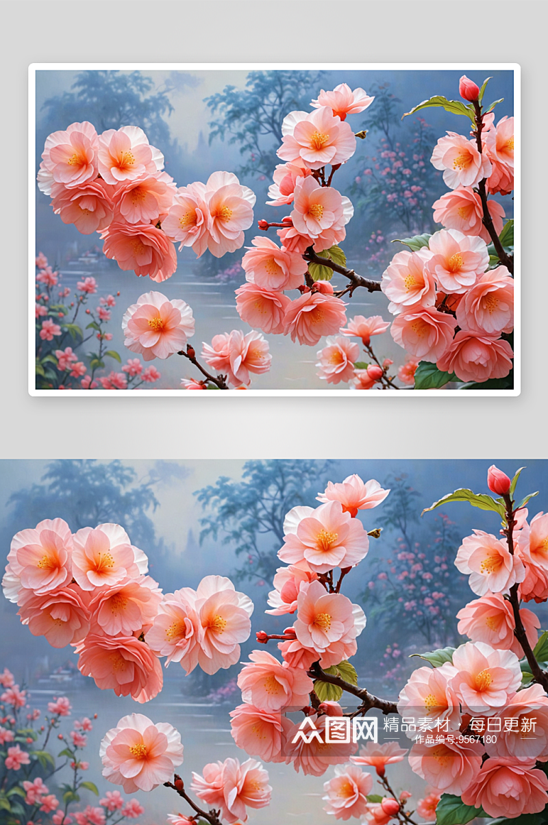 桃花梨花海棠花盛开时图片素材