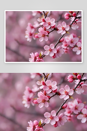 春天李子花特写背景粉色海棠花图片