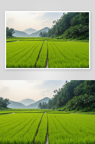 稻田风光背景图片