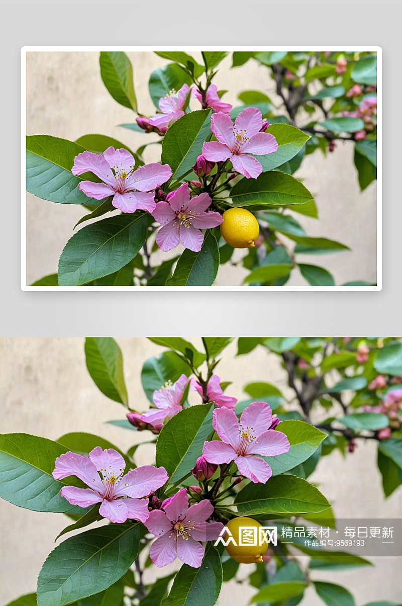 花园里盛开粉紫色柠檬花图片素材