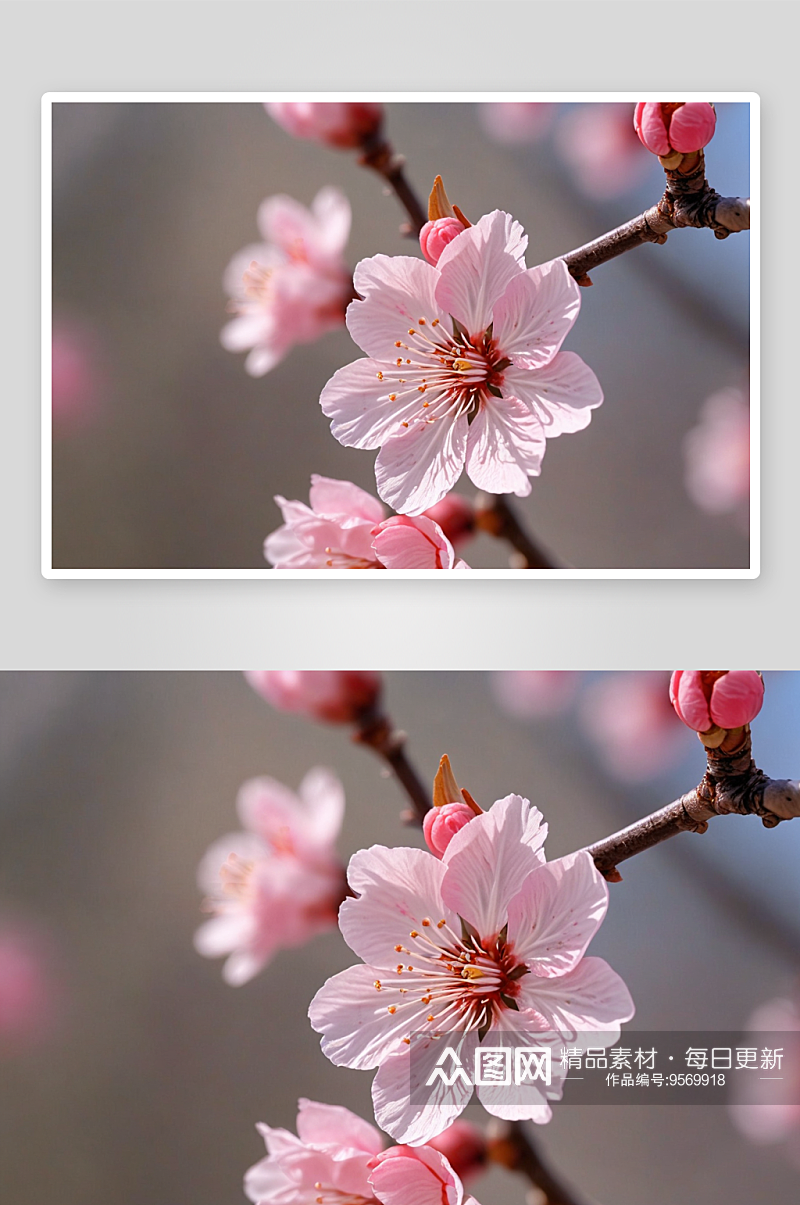 春天来了桃花樱花盛开图片素材