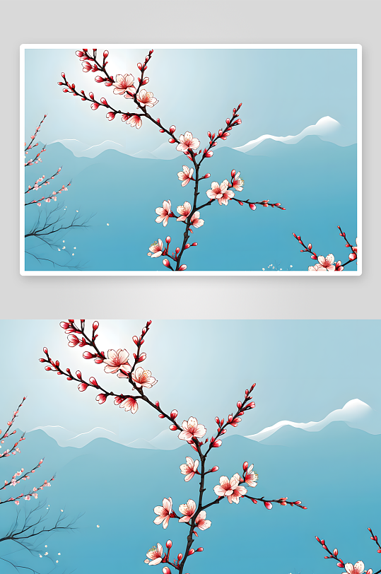 四月天晴空下盛放杏花桃花图片