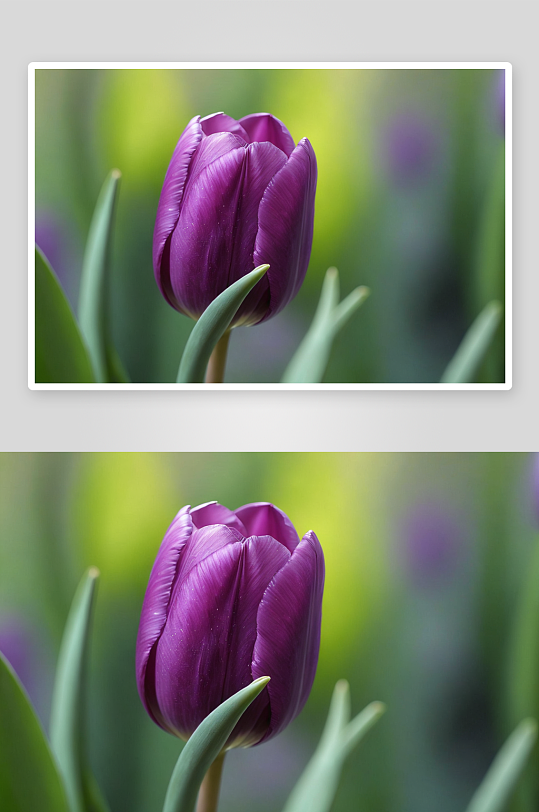 紫色郁金香高清特写花卉图片