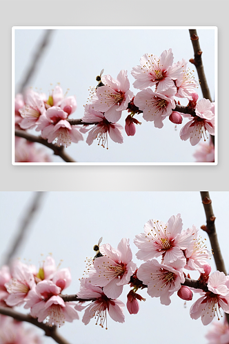 春季桃花杏花樱花开蜜蜂花蕊图片