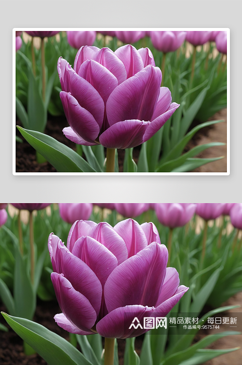 紫色郁金香高清特写花卉图片素材