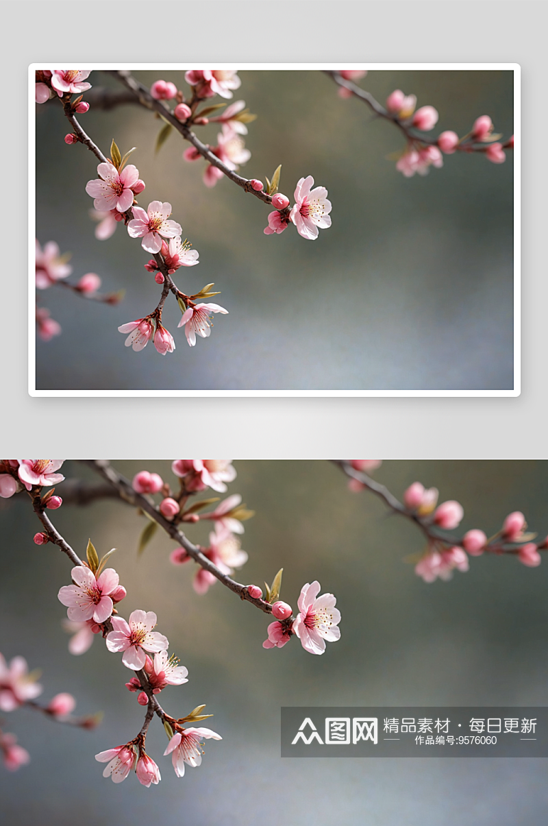 春天桃花桃树枝特写图片素材